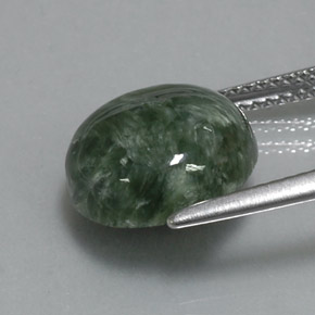 Serafinita verde natural de 5,08 ct, corte redondo, opaco