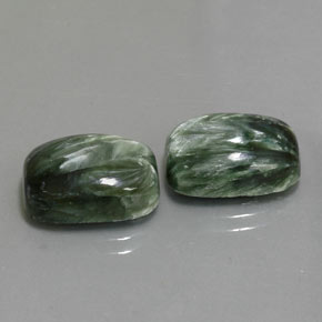 Gemas de serafinita verde natural de 14,29 ct, corte cojín, opaco