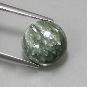 Serafinita verde natural de 4,84 ct, corte redondo, opaco