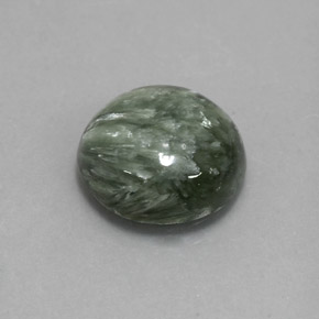 Serafinita verde natural de 4,84 ct, corte redondo, opaco