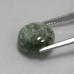 Serafinita verde natural de 4,84 ct, corte redondo, opaco