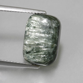 Serafinita Verde natural de 5.34 ct, Corte Cojín, Opaco