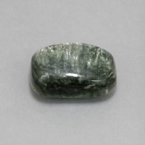 Serafinita Verde natural de 5.34 ct, Corte Cojín, Opaco