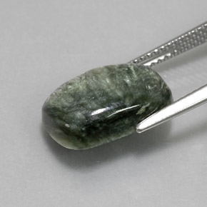 Serafinita Verde natural de 5.34 ct, Corte Cojín, Opaco