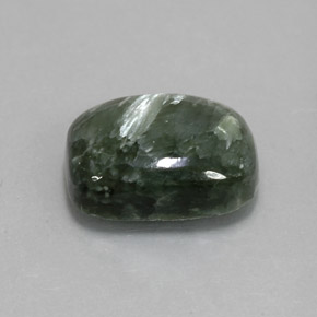Serafinita verde natural de 5,80 ct, corte cojín, opaco
