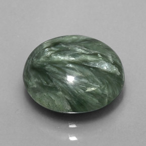 Serafinita Verde natural de 4.66 ct, Corte Redondo, Opaco