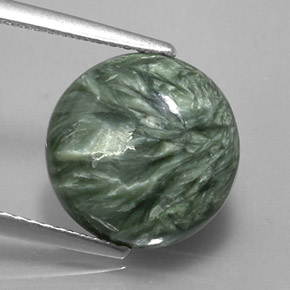 Serafinita Verde natural de 4.56 ct, Corte Redondo, Opaco