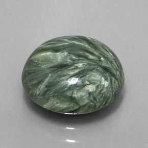 Serafinita Verde natural de 4.56 ct, Corte Redondo, Opaco
