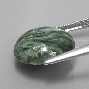 Serafinita Verde natural de 4.56 ct, Corte Redondo, Opaco