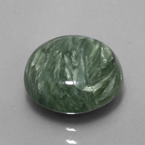 Serafinita Verde natural de 4.84 ct, Corte Redondo, Opaco