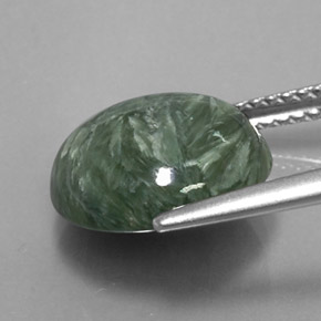 Serafinita Verde natural de 4.84 ct, Corte Redondo, Opaco