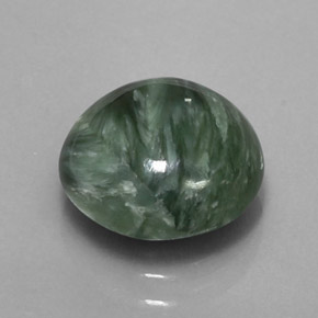 Serafinita verde natural de 4,23 ct, corte redondo, opaco