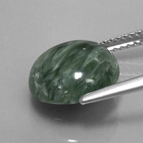 Serafinita verde natural de 4,23 ct, corte redondo, opaco
