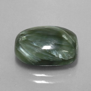 Serafinita verde natural de 5,80 ct, corte cojín, opaco
