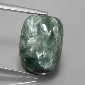 Serafinita Verde natural de 5.83 ct, Corte Cojín, Opaco
