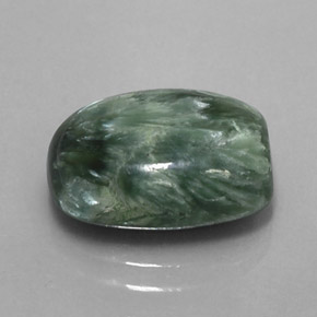 Serafinita Verde natural de 5.83 ct, Corte Cojín, Opaco