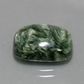 Serafinita verde natural de 5,70 ct, corte cojín, opaco