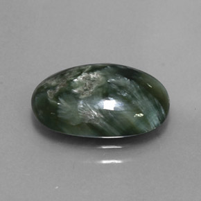 Serafinita verde natural de 3,20 ct, corte óvalo, opaco