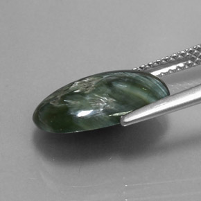 Serafinita verde natural de 3,20 ct, corte óvalo, opaco