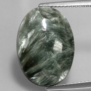 Serafinita verde natural de 8,22 ct, corte óvalo, opaco