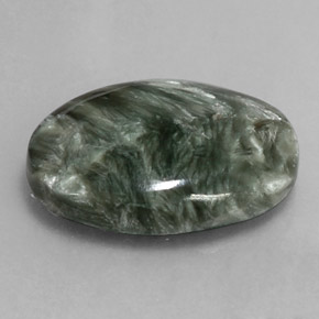 Serafinita verde natural de 8,22 ct, corte óvalo, opaco