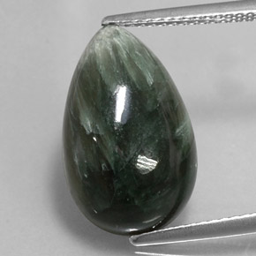 Serafinita verde natural de 7,49 ct, en forma de pera, opaco