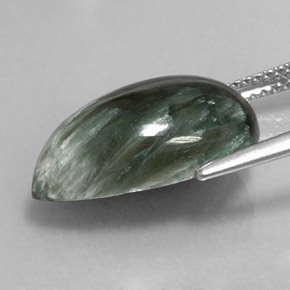 Serafinita verde natural de 7,49 ct, en forma de pera, opaco