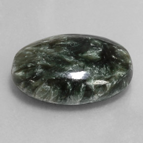 Serafinita Verde natural de 10.02 ct, Corte Óvalo, Opaco