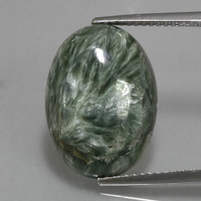 Serafinita verde natural de 8,69 ct, corte óvalo, opaco