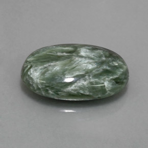 Serafinita Verde natural de 6.95 ct, Corte Óvalo, Opaco