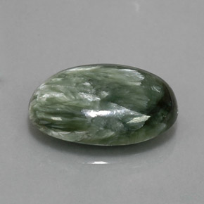 Serafinita Verde natural de 7.65 ct, Corte Óvalo, Opaco