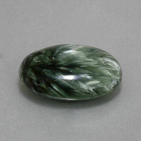 Serafinita verde natural de 8,39 ct, corte óvalo, opaco