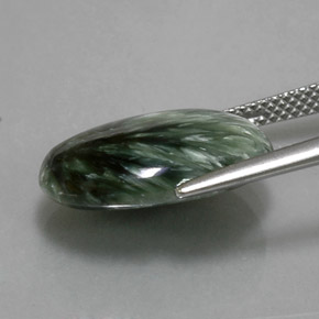 Serafinita verde natural de 8,39 ct, corte óvalo, opaco