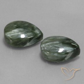 Gemas de Serafinita Verde natural de 11.90 ct, En forma de pera, Opaco