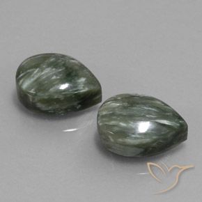 Gemas de serafinita Verde terroso natural de 12.57 ct, En forma de pera, Opaco