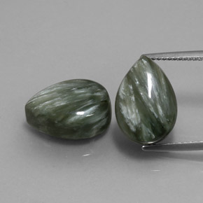 Gemas de serafinita verde natural de 11,51 ct, en forma de pera, opaco