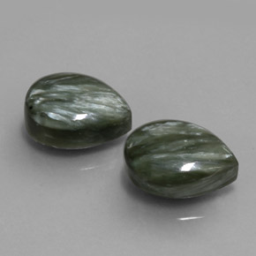 Gemas de serafinita verde natural de 11,51 ct, en forma de pera, opaco