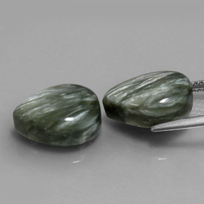 Gemas de serafinita verde natural de 11,51 ct, en forma de pera, opaco