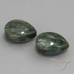 Gemas de Serafinita Verde natural de 11.92 ct, En forma de pera, Opaco