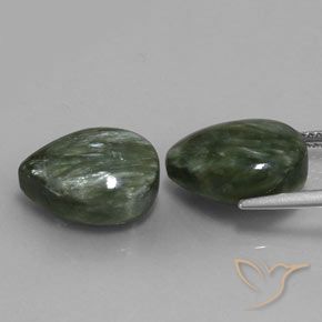 Gemas de Serafinita Verde natural de 11.92 ct, En forma de pera, Opaco