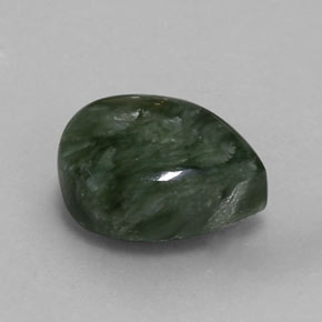 Serafinita verde natural de 6,06 ct, en forma de pera, opaco