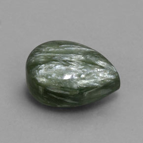Serafinita Verde natural de 6.37 ct, En forma de pera, Opaco
