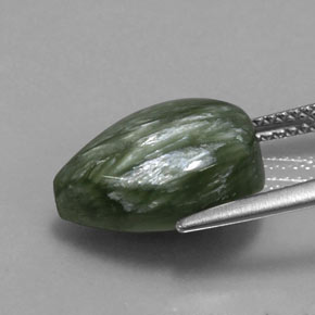 Serafinita Verde natural de 6.37 ct, En forma de pera, Opaco