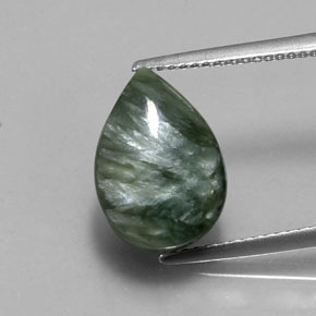 Serafinita verde natural de 5,20 ct, en forma de pera, opaco