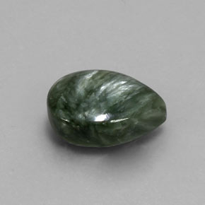 Serafinita verde natural de 5,20 ct, en forma de pera, opaco