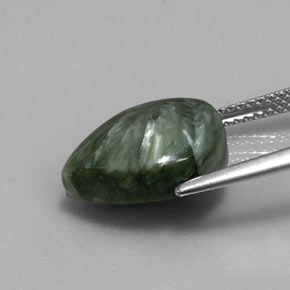 Serafinita verde natural de 5,20 ct, en forma de pera, opaco
