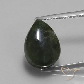 serafinita Verde bosque natural de 5.86 ct, En forma de pera, Opaco