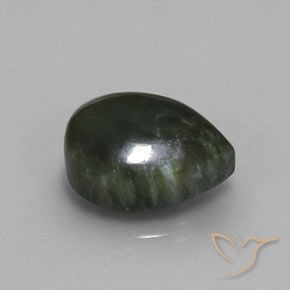 serafinita Verde bosque natural de 5.86 ct, En forma de pera, Opaco