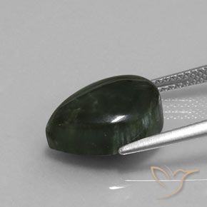 serafinita Verde bosque natural de 5.86 ct, En forma de pera, Opaco