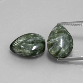 Gemas de serafinita verde natural de 9,45 ct, en forma de pera, opaco